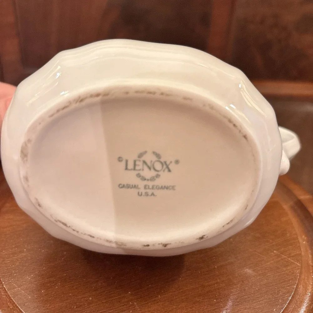 Vintage Lenox Casual Elegance Creamer Pitcher Ivory China Scalloped Rim USA